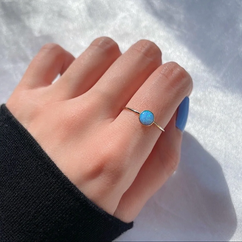 14K Gold Filled Round Opal Ring